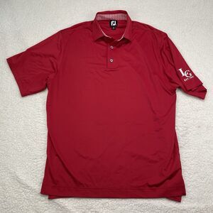 Footjoy FJ Polo Men's Large Red Golf Shirt Polyester Blend Stretch Short Sleeve